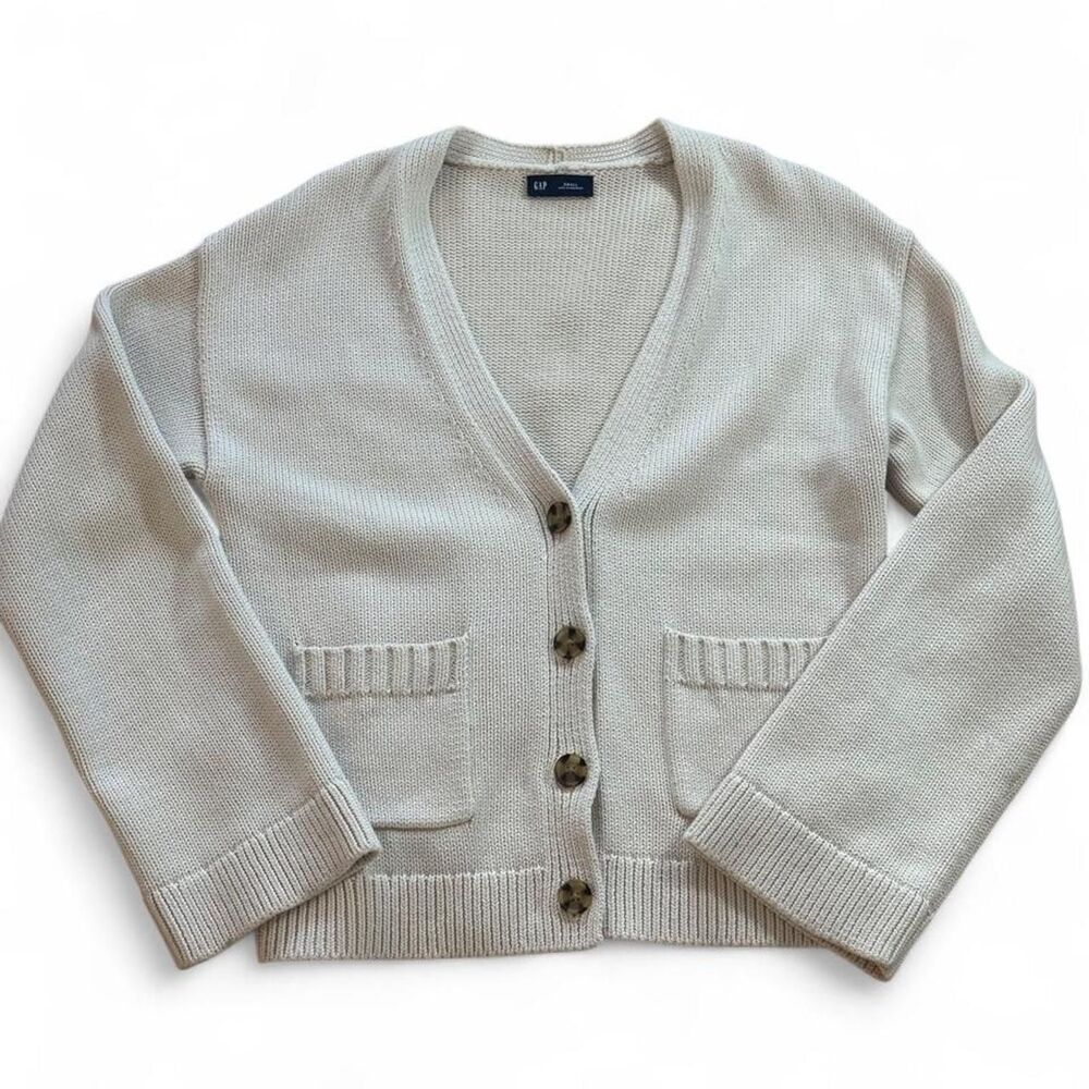 Gap Women's Cream and White Cardigan